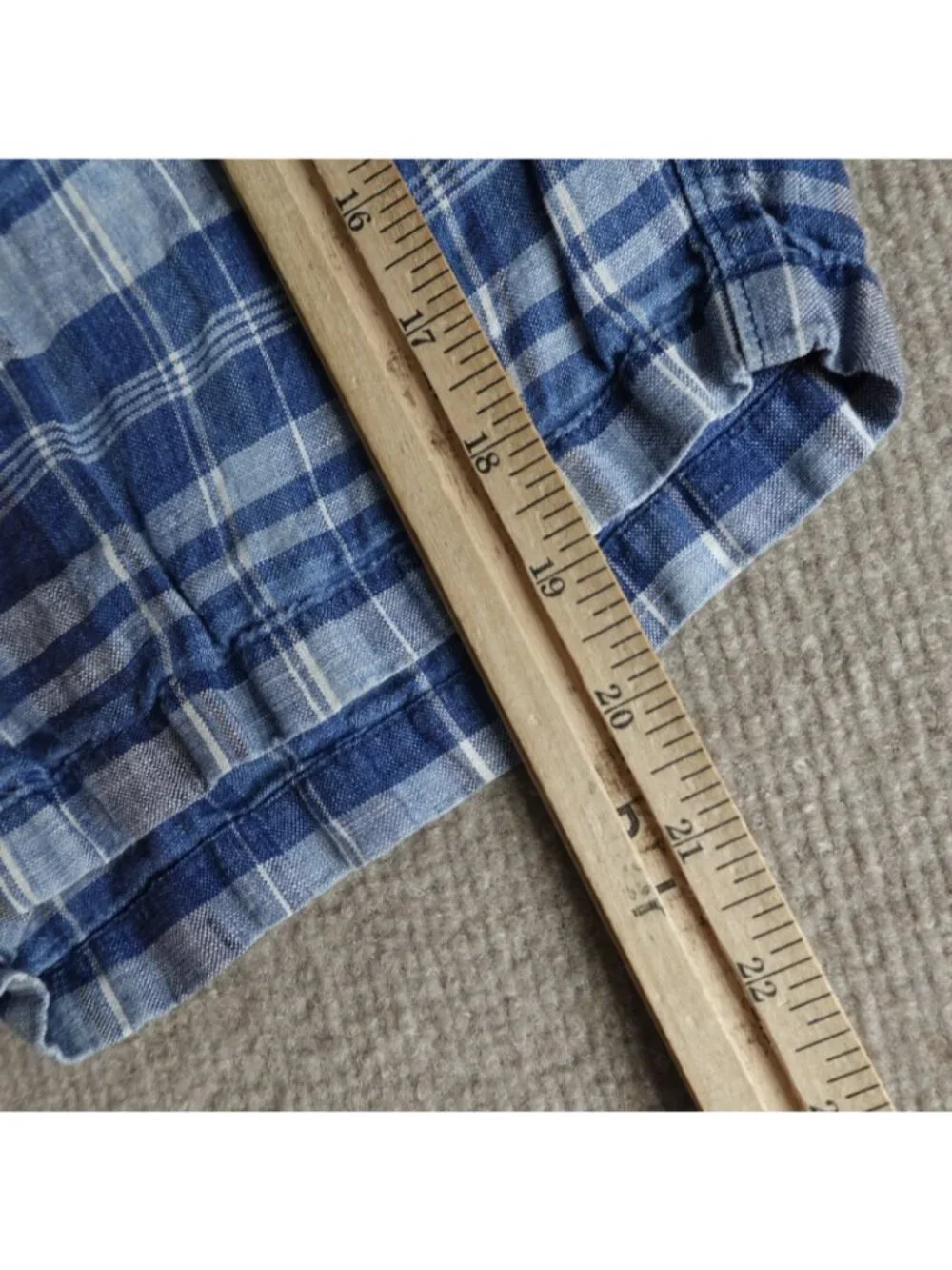 J.Crew Mens Shorts 32 Blue Plaid Linen 10